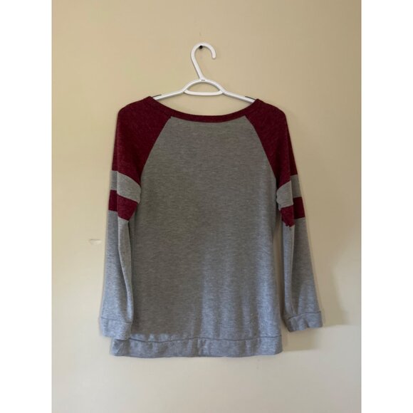 23 Love Street Womens Large Gray Long Sleeve Shirt Grateful Thankful Blessed - Picture 3 of 5